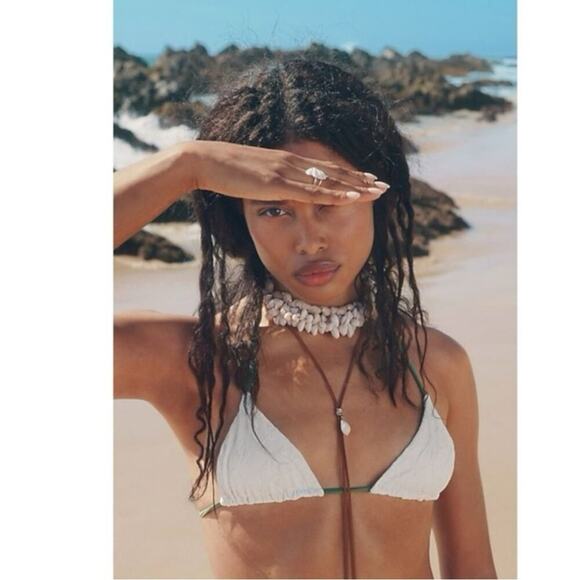 Free People Katie Leather Shell Choker NWT Layered Necklace Beach Bohemian Surf - Picture 10 of 16